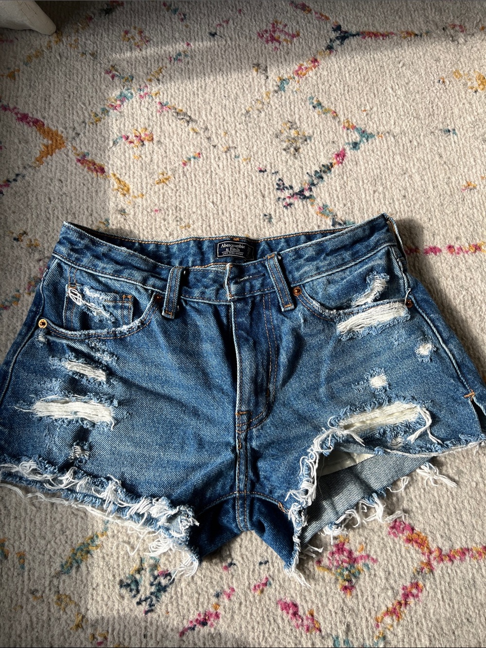 Abercrombie & Fitch Distressed Blue Denim Cutoff Shorts